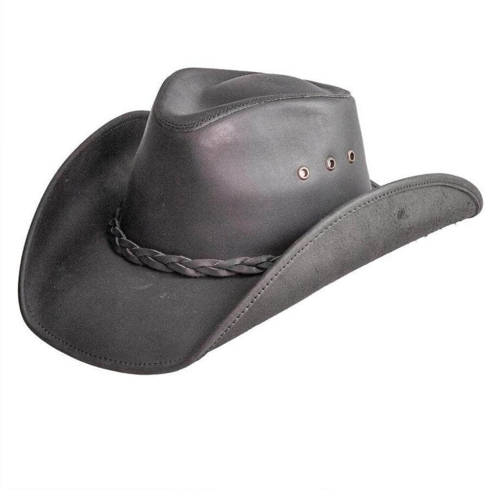 Mens Leather Cowboy Hollywood Hat XXL‎ Chin Cord American Hat makers